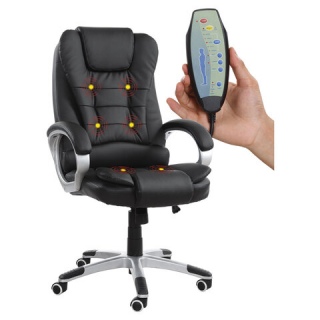 Кресло офисное Comfort MS-003, 6 массажных модулей, экокожа, черное.